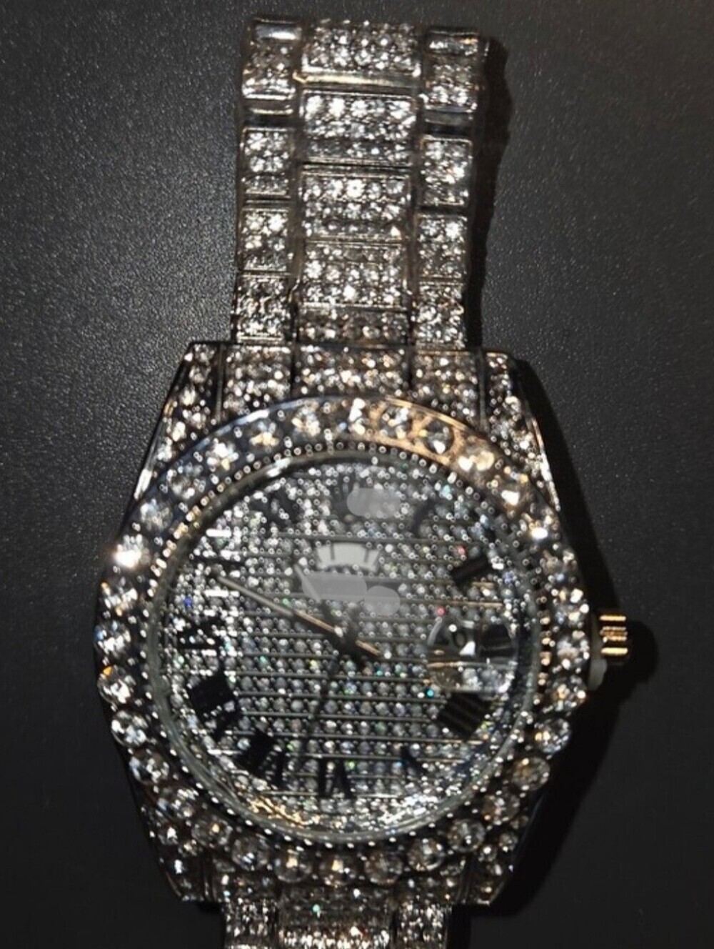 Fully Iced Out UNBRANDED VVS Moissanite Diamond Stainless Steel Watch 38MM - Picture 5 of 8